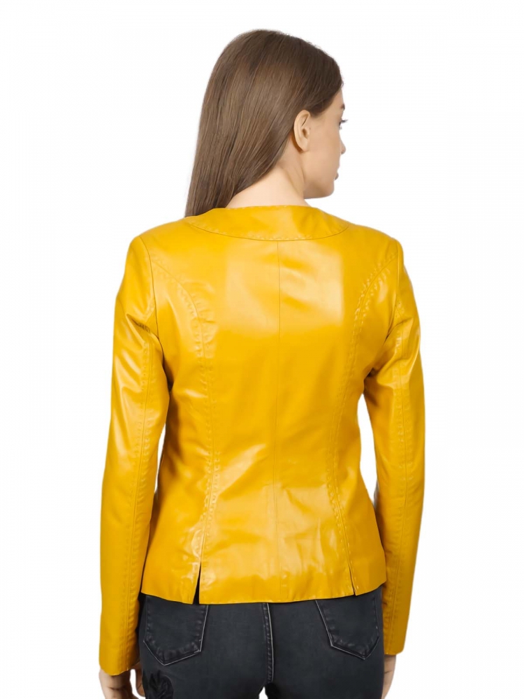 Falicia Sarı Kadın Deri Ceket