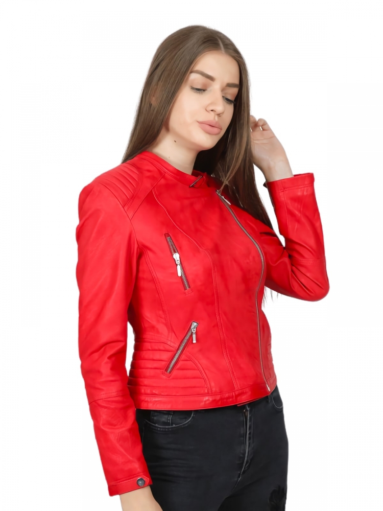 Brook Kırmızı Kadın Deri Ceket