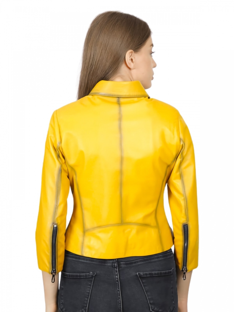 Briana Sarı Kadın Deri Ceket