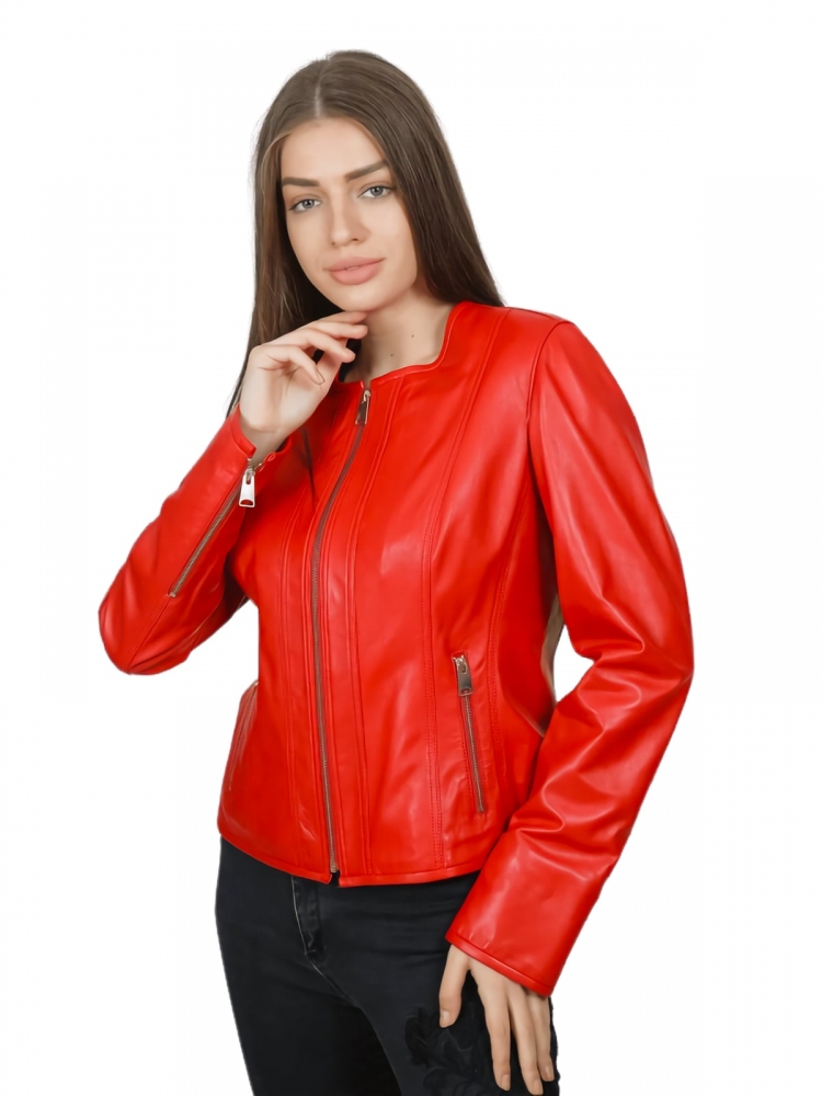 Alysse Kırmızı Kadın Deri Ceket