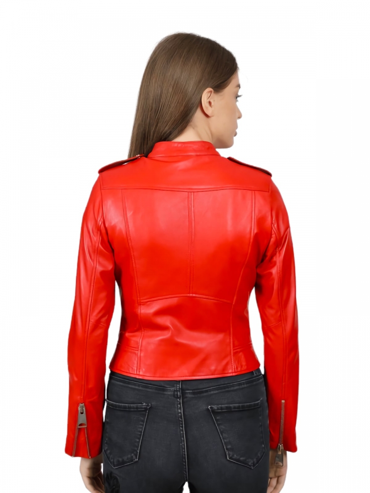 Carmen Kırmızı Kadın Deri Ceket